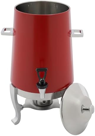 Coffee Urn with Fuel Holder, 3.5 Gallon/13L Stainless Steel Beverage Dispensers for Coffee Tea Hot Water, Hot Drink Dispenser with Stand, Chafer Urn with Spigot for Parties Catering (Red)