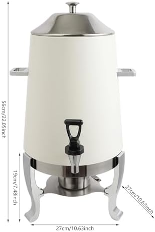 Coffee Urn with Fuel Holder, 3.5 Gallon/13L Stainless Steel Beverage Dispensers for Coffee Tea Hot Water, Hot Drink Dispenser with Stand, Chafer Urn with Spigot for Parties Catering (Red)