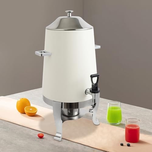 Coffee Urn with Fuel Holder, 3.5 Gallon/13L Stainless Steel Beverage Dispensers for Coffee Tea Hot Water, Hot Drink Dispenser with Stand, Chafer Urn with Spigot for Parties Catering (Red)