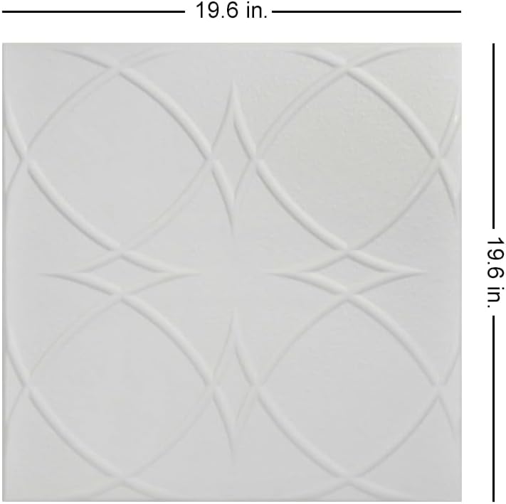 À LA MAISON CEILINGS R82 Circles and Stars Foam Glue-up Ceiling Tile (128 sq. ft./Case), Pack of 48, Dove White