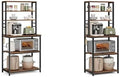 VASAGLE 31.5 Inches Baker's Rack for Kitchen with Storage, and 6-Tier Kitchen Shelves Coffee Bar 23.6 Inches, Rustic Brown and Black