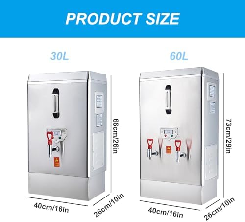 3000W/6000W Commercial Water Boiler, 30L/60L Hot Water Dispenser with Temperature Display, Adjustable Temp Control, Faucet Included, 220V, Ideal for Restaurants & Cafes