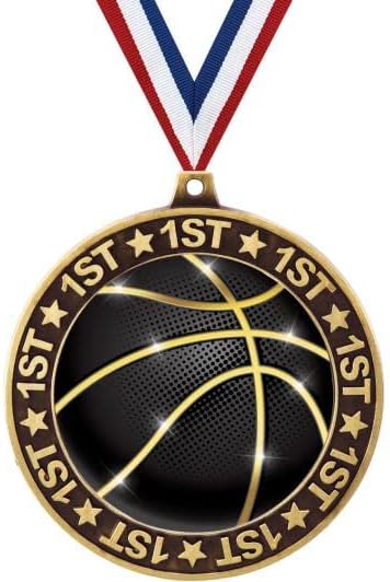 2.75' 1st Place Basketball Shadow Medal Award, Gold Trophy Medal