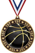 2.75' 1st Place Basketball Shadow Medal Award, Gold Trophy Medal