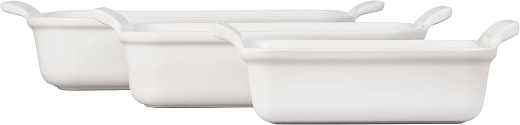 Le Creuset Stoneware Heritage Set 3 Rectangular Dishes, White