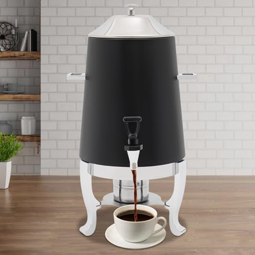 Coffee Urn with Fuel Holder, 3.5 Gallon/13L Stainless Steel Beverage Dispensers for Coffee Tea Hot Water, Hot Drink Dispenser with Stand, Chafer Urn with Spigot for Parties Catering (Red)