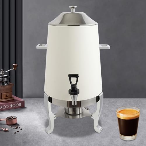 Coffee Urn with Fuel Holder, 3.5 Gallon/13L Stainless Steel Beverage Dispensers for Coffee Tea Hot Water, Hot Drink Dispenser with Stand, Chafer Urn with Spigot for Parties Catering (Red)