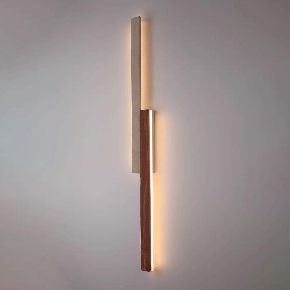 Outdoor Wall Light LED Linear Wall Sconce 47.2' Long Travertine Sconces Porch Lighting Fixture, Natural Stone Wood Wall Mounted Lamps for Outside House Patio Garage Entryway