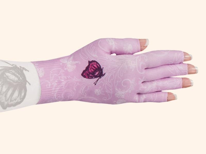 Lymphedivas Mariposa Pink Medical Graduated Compression Glove for Lymphedema