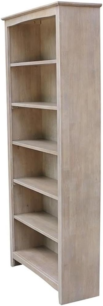 Shaker Solid Wood Bookcase, 72' High, Washed Gray Taupe