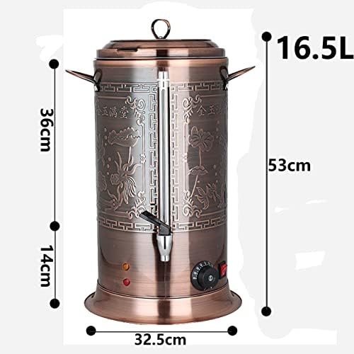 Hot Water Boiler Dispenser Tea Urn, Catering Boiler with Water Gau & Automatic Temperature Control, for Brewing Commercial Office Home Party,Bronze,16.5L