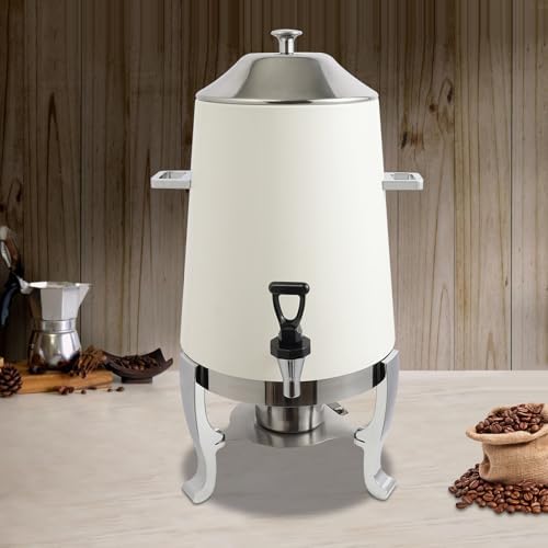 Coffee Urn with Fuel Holder, 3.5 Gallon/13L Stainless Steel Beverage Dispensers for Coffee Tea Hot Water, Hot Drink Dispenser with Stand, Chafer Urn with Spigot for Parties Catering (Red)