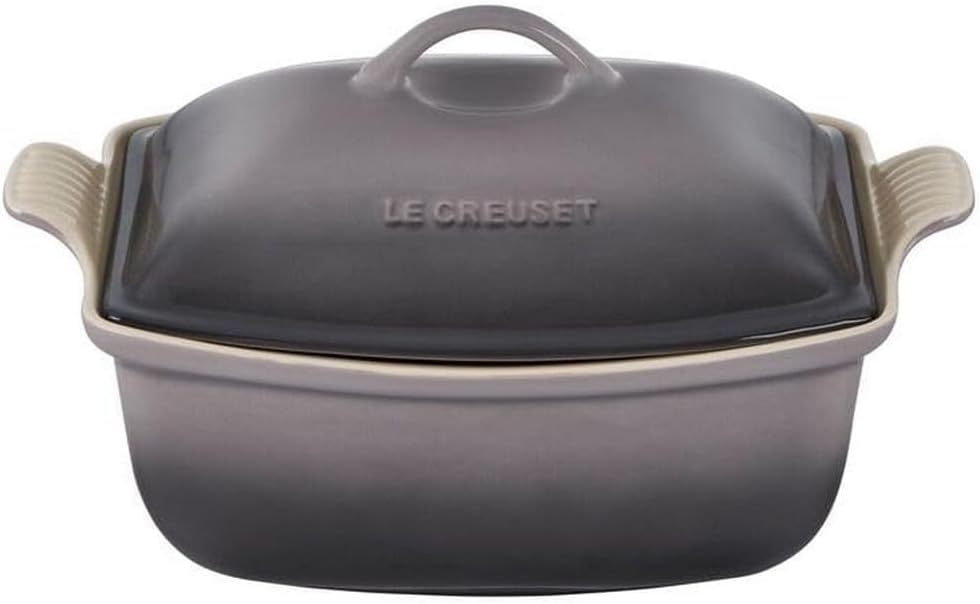 Le Creuset Heritage Stoneware Deep Baker with Lid, 4.5 qt., Oyster
