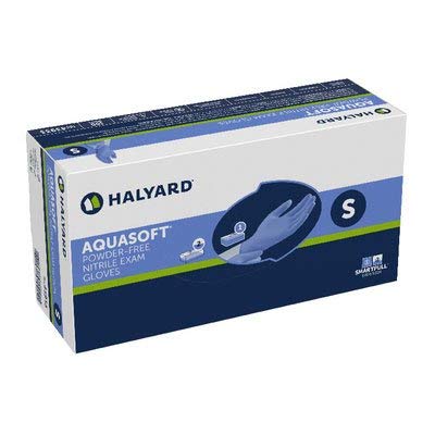 HALYARD AQUASOFT* Nitrile Exam Gloves, Powder-Free, 3.1 mil, Small, 43933 (Case of 3000)