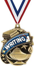 Crown Awards Writing Medals - 2' Kudos Writing Recognition Academic Award Medals Gold