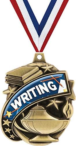 Crown Awards Writing Medals - 2' Kudos Writing Recognition Academic Award Medals Gold