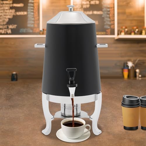 Coffee Urn with Fuel Holder, 3.5 Gallon/13L Stainless Steel Beverage Dispensers for Coffee Tea Hot Water, Hot Drink Dispenser with Stand, Chafer Urn with Spigot for Parties Catering (Red)