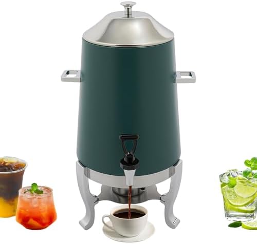 Coffee Urn with Fuel Holder, 3.5 Gallon/13L Stainless Steel Beverage Dispensers for Coffee Tea Hot Water, Hot Drink Dispenser with Stand, Chafer Urn with Spigot for Parties Catering (Red)