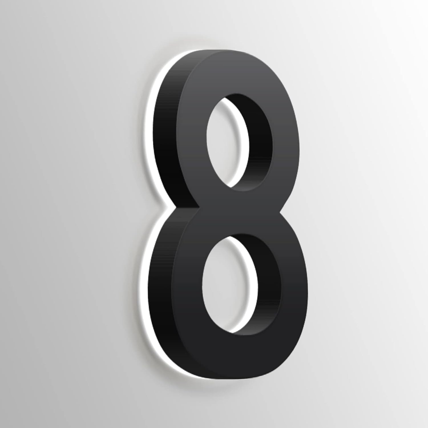 Modern LED House Number, Backlit Floating LED Home Address Numbers, Stainless Steel Black Light Up House Number For Outside, Yard, Street, White Light,14 Inch,6
