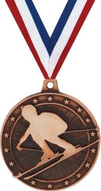 Crown Awards Skiing Medal - Bronze Skii Medals with Neck Ribbon Prime