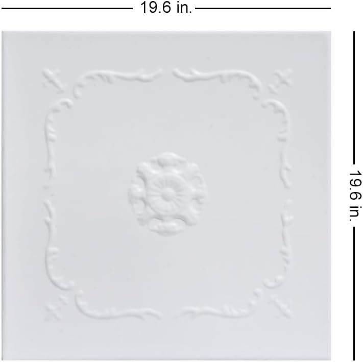 À LA MAISON CEILINGS R43 Bourbon Street Foam Glue-Up Ceiling Tile (128 Sq. Ft./Case), Pack of 48, Ultra Pure White - Satin (Behr)