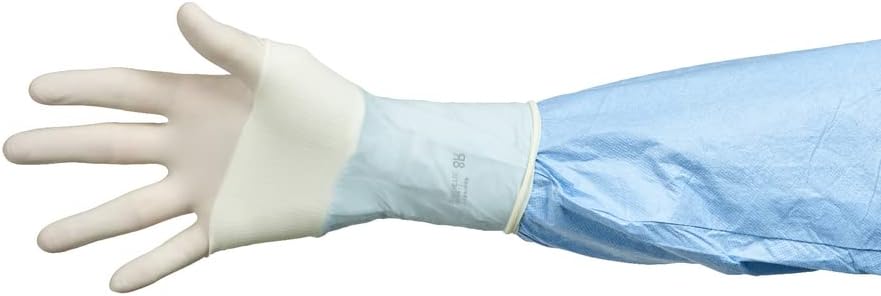 HALYARD SENSI-GUARD Micro Surgical Gloves Polyisoprene Sterile Individually Wrapped Pairs Powder Free Medical Disposable Gloves, 7.8 mil, Size 5.5 XS, White, SGL91055 (Box of 50 Pairs - 100 Total)