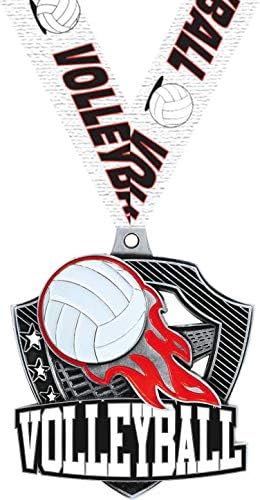 Volleyball Medals - 2.25' Silver Volleyball Team Medal Awards