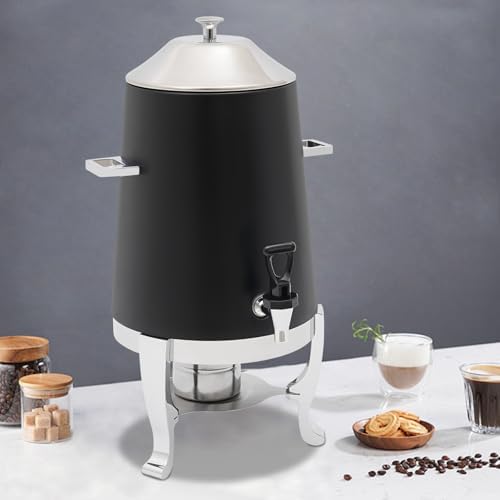 Coffee Urn with Fuel Holder, 3.5 Gallon/13L Stainless Steel Beverage Dispensers for Coffee Tea Hot Water, Hot Drink Dispenser with Stand, Chafer Urn with Spigot for Parties Catering (Red)