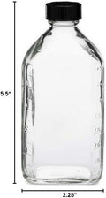 6 Ounce Clear Glass Graduated Oval RX Medicine/Liquor Bottles w/Phenolic Caps-48 Case Pack