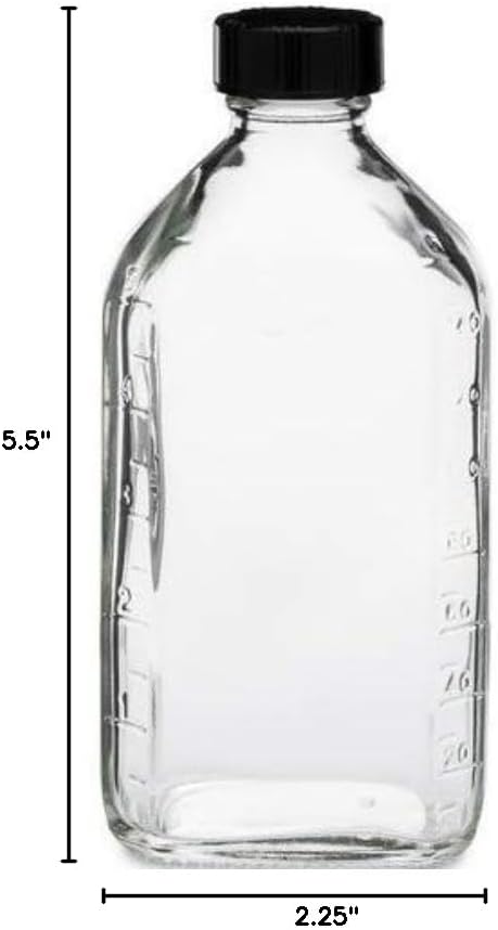 6 Ounce Clear Glass Graduated Oval RX Medicine/Liquor Bottles w/Phenolic Caps-48 Case Pack
