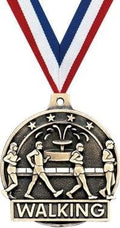 Crown Awards Gold Walking Medals - 2' 3D Race Walking Award Medals with Neck Ribbon