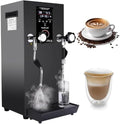 12L Commercial Electric Milk Frother 2500W Steam Milk Foam Maker with Led Display, Multi-Purpose Hot Water Dispenser for Espresso, Coffee, Milk Tea - White-Black,Black,Black