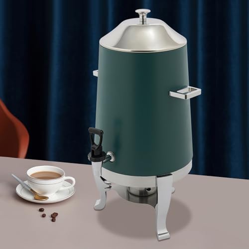 Coffee Urn with Fuel Holder, 3.5 Gallon/13L Stainless Steel Beverage Dispensers for Coffee Tea Hot Water, Hot Drink Dispenser with Stand, Chafer Urn with Spigot for Parties Catering (Red)