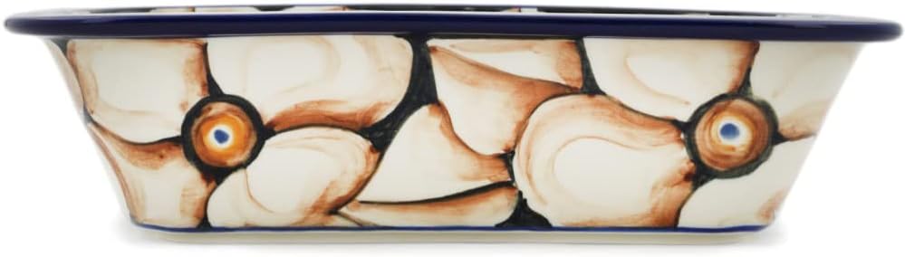 Polmedia Polish Pottery Rectangular Baker UNIKAT - Autumn Poppies Pattern Handmade in Boleslawiec Poland by Ceramika Artystyczna + Certificate of Authenticity