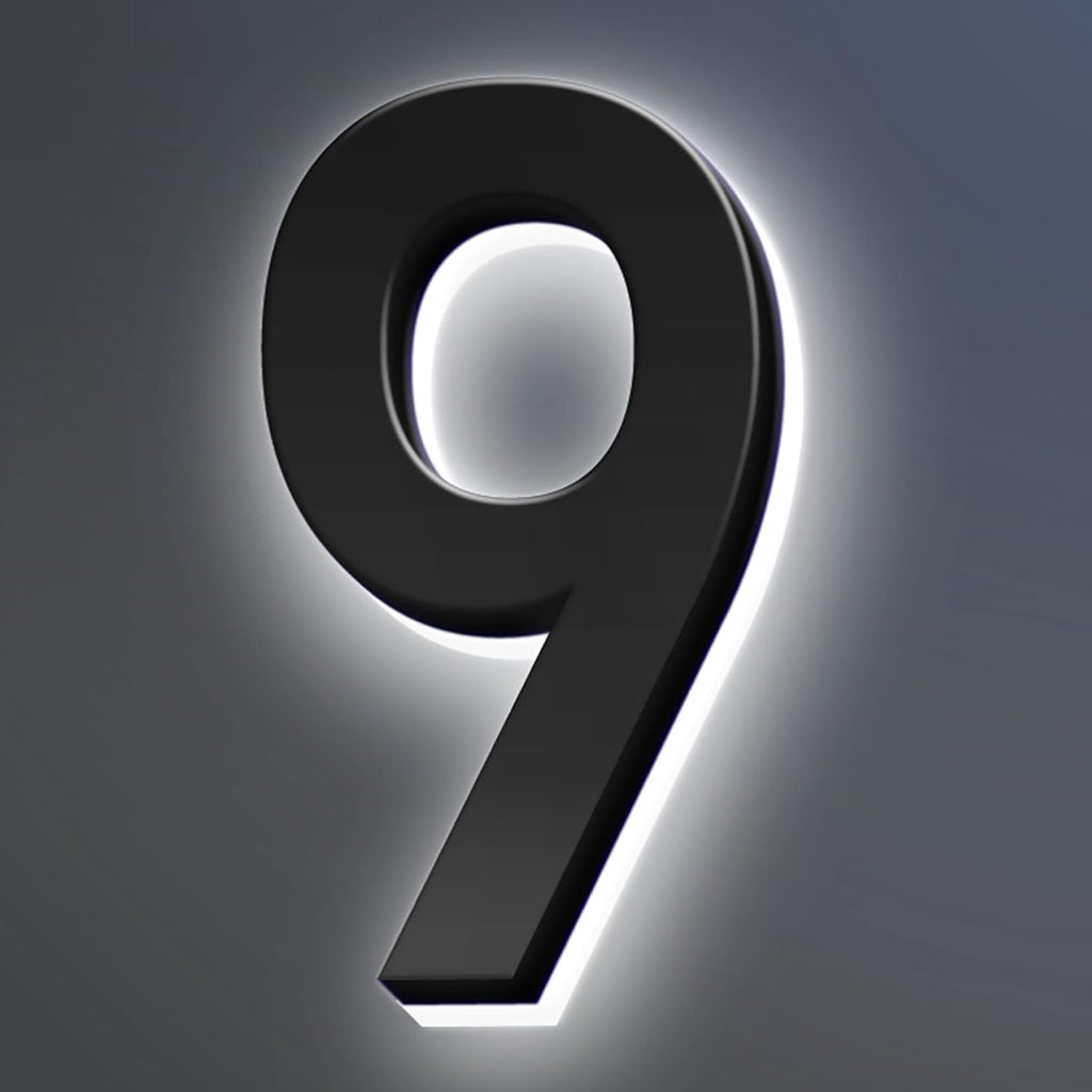 Stainless Steel Modern Backlit LED Illuminated Home Address Number,Illuminated Address Sign Plaque House Numbers LED Lighted, Light Up House Numbers,14 Inch/350mm,J
