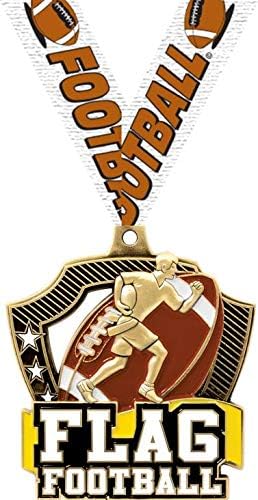 Flag Football Medals - 2.25' Gold Flag Football Team Medal Awards Prime