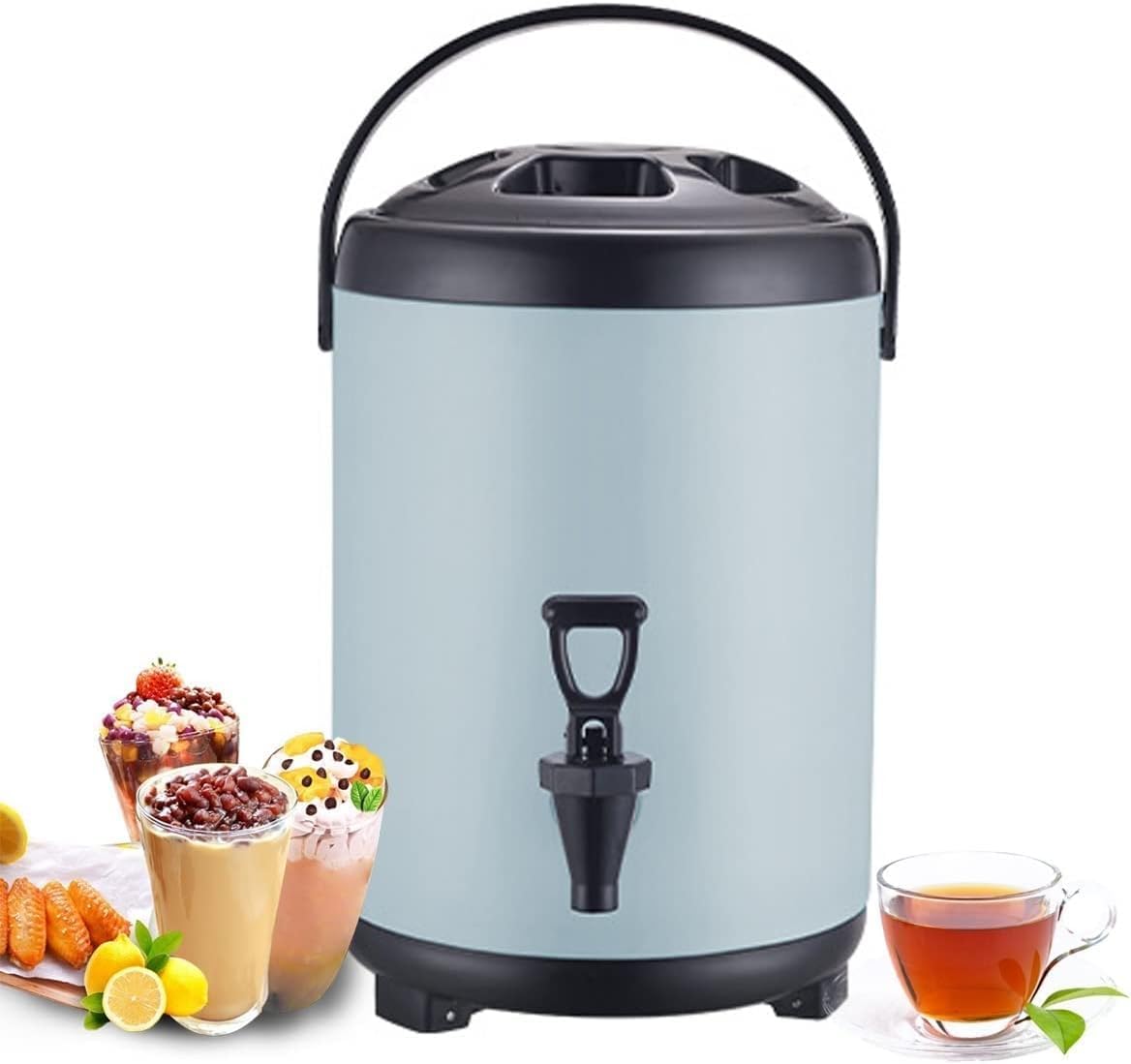 6L 8L 10L 12L Urn Boiler Hot and Cold Water Dispenser Stainless Steel Tea Hot Water Bottle with Faucet Portable Handle Large Capacity Sealing for Catering Office Hotels Party (Color : Blue, Size : 6