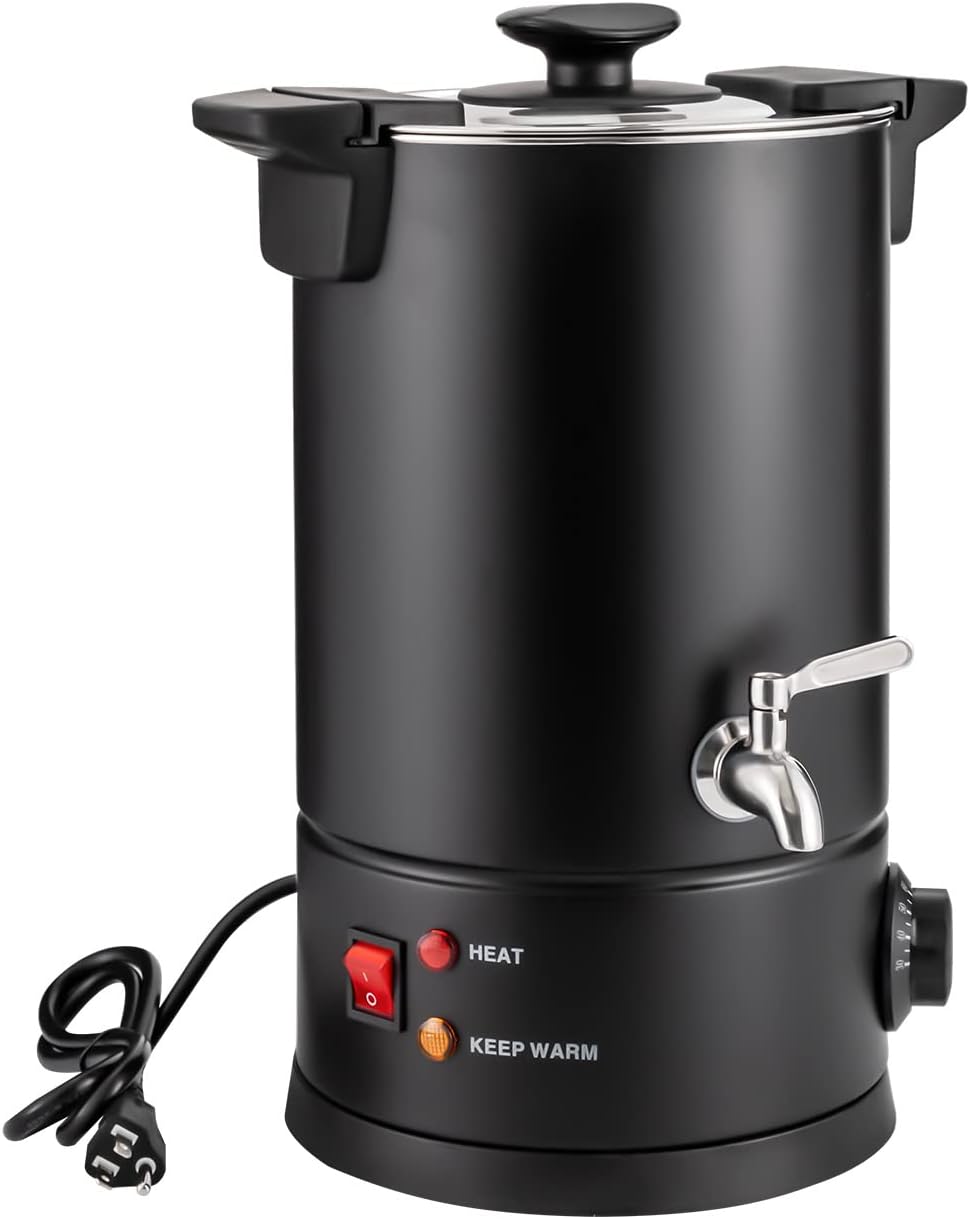 1KW Electric Coffee Urn & Hot Water Dispenser - 8L Stainless Steel Tea, Coffee & Hot Chocolate Maker for Cafes, Buffets, Offices & Catering - Temperature Range 30-110°C/86-230°F