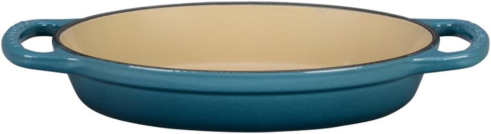 Le Creuset LS2088-206M Enamel Cast Iron Signature Oval Baker, 5/8Qt, Marine