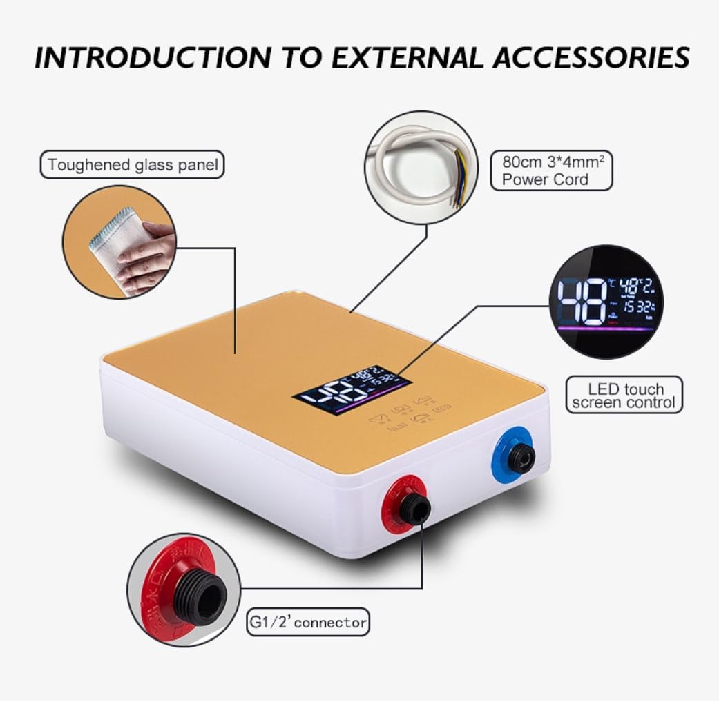 Electric Instant Hot Water Heater Shower Electric Tankless Shower Hot Water Faucet Kitchen Bathroom Instantaneous Water Heater Tap