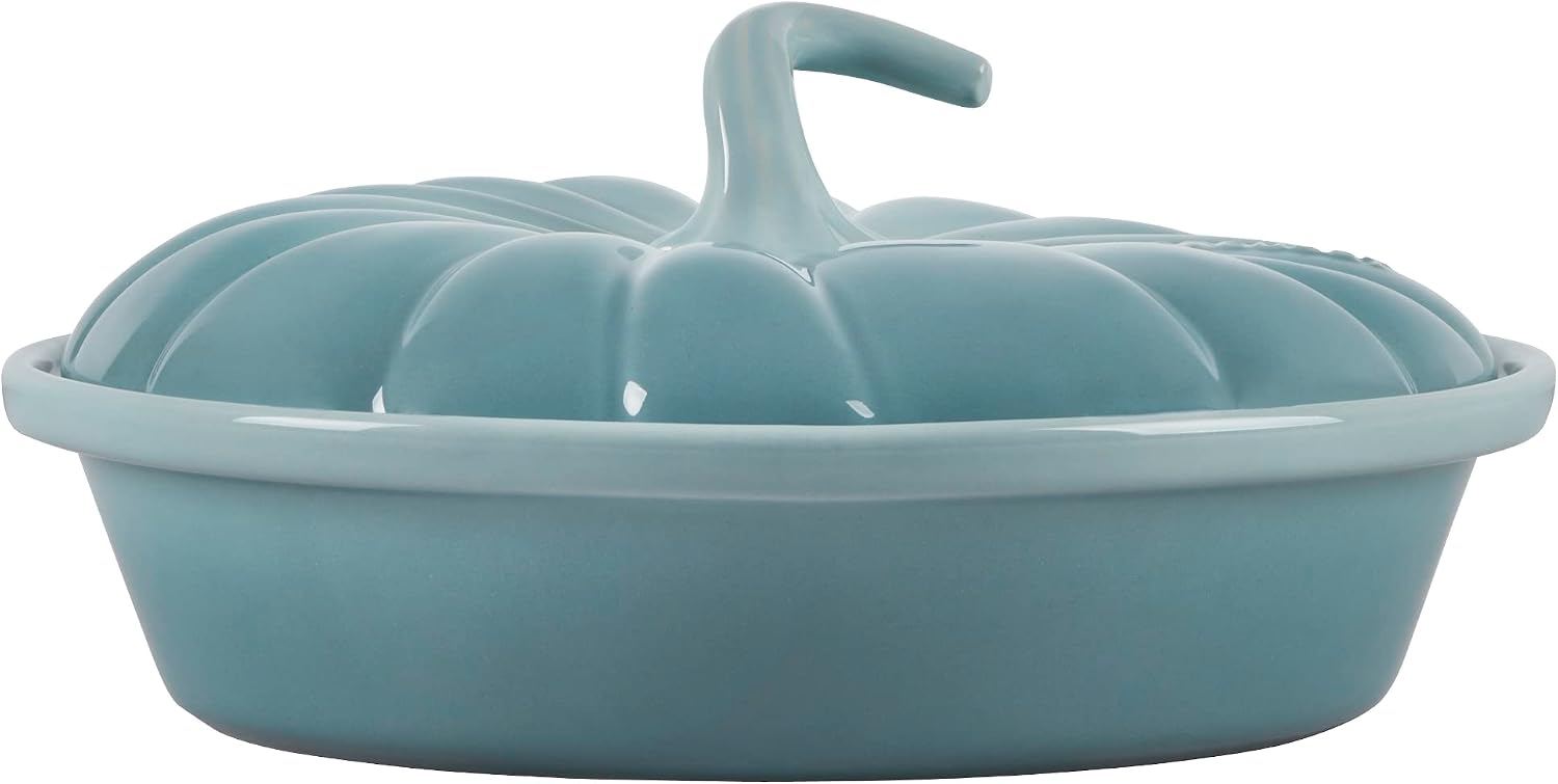 Le Creuset Stoneware Figural Pumpkin Baker with Lid, 9', Sea Salt