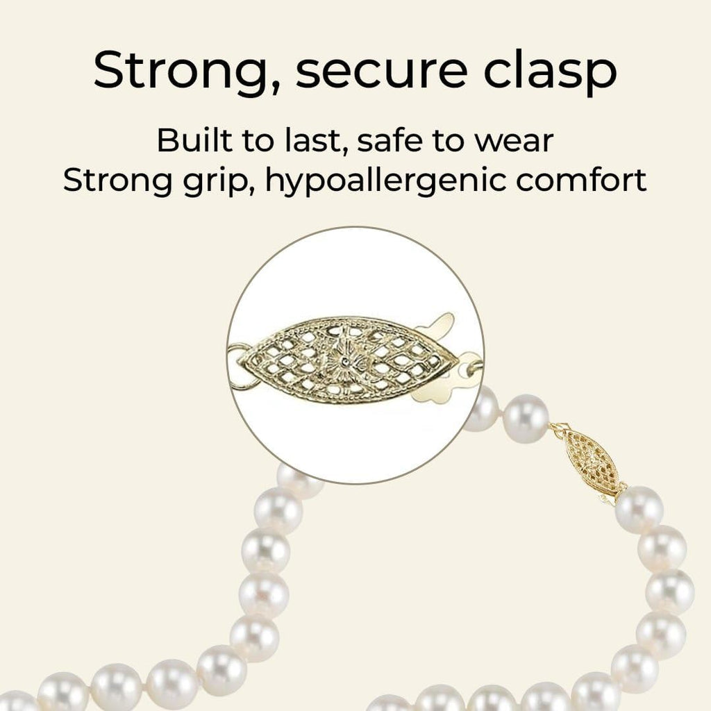 The Pearl Source Real Freshwater Pearl Necklace for Women, AAAA Genuine Cultured Freshwater Pearls, Classic Single Strand Pearl Necklace, 14K Gold, Fine Jewelry Gift