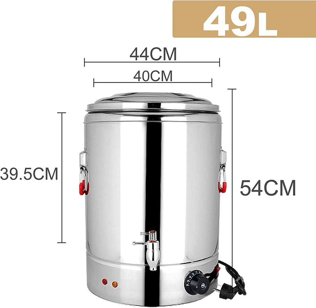Stainless Steel Catering Urn Dispenser, Commercial Electric Hot Water Boiler, Water Dispenser, for Hotels, Buffets And Catered Events/Transparent,49L