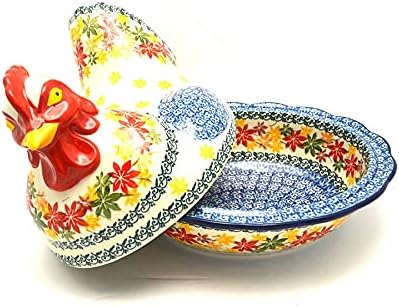 Polish Pottery Covered Baker - Rooster - Maple Harvest