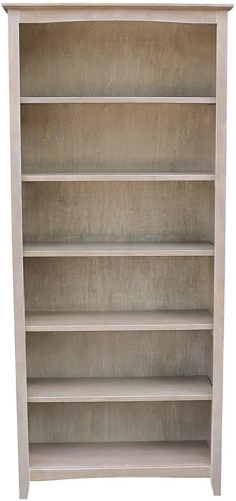 Shaker Solid Wood Bookcase, 72' High, Washed Gray Taupe