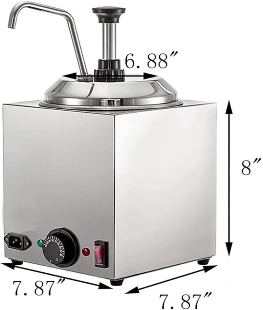 800W Commercial Cheese Dispenser, Electric Cheese Chafing Dish, 30-110℃ Adjustable Chafing Dish Dispenser with Pump
