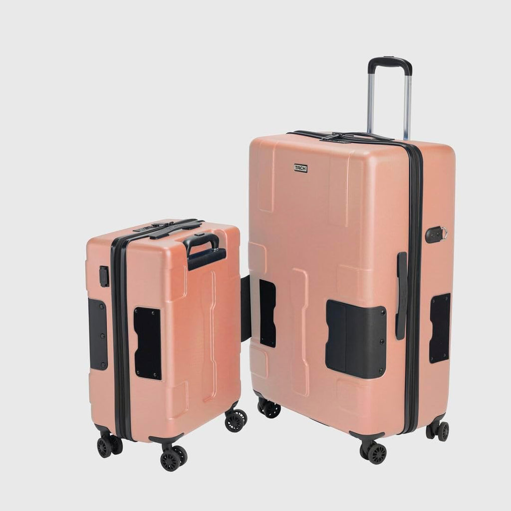 TACH Patented Connecting Hard Shell 2 Piece Luggage Set - 20 & 28 inch Luggage | Large & Carry-On Rolling Suitcases - Pink
