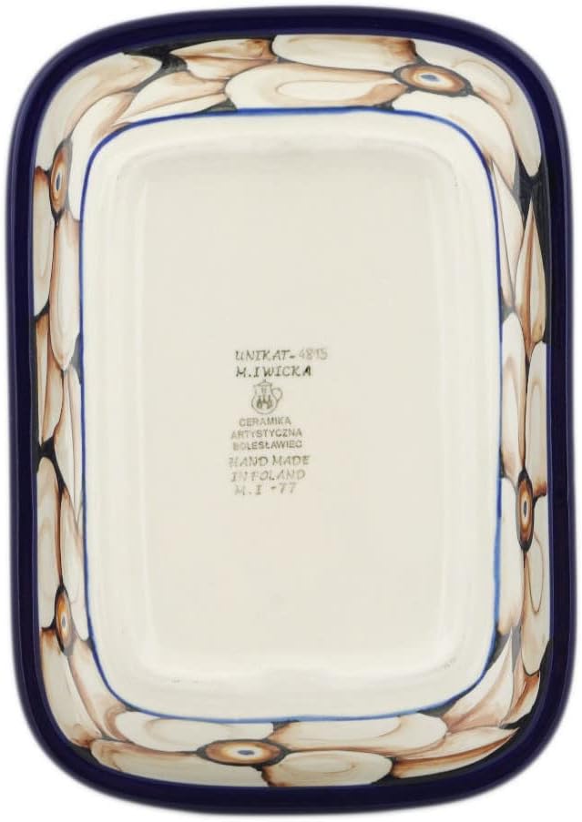 Polmedia Polish Pottery Rectangular Baker UNIKAT - Autumn Poppies Pattern Handmade in Boleslawiec Poland by Ceramika Artystyczna + Certificate of Authenticity