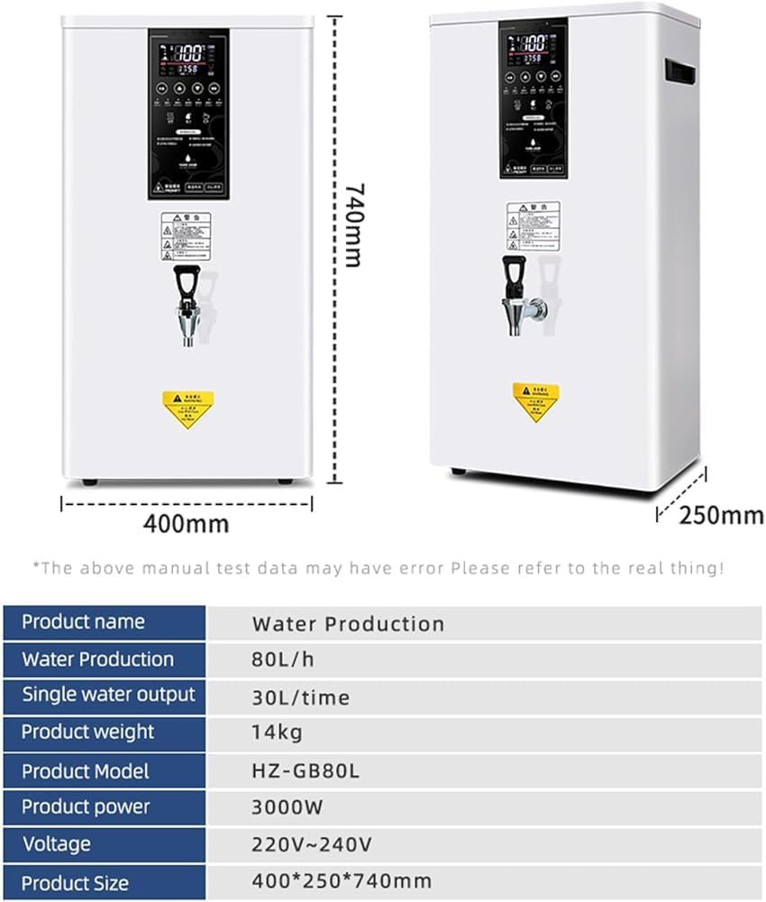 Commercial Hot Water Dispenser Step-Heating Boiling Water Machine Wall-Mounted Tea Coffee Kettle Combination Water Boilers for Home Office,50L (Size:80L)