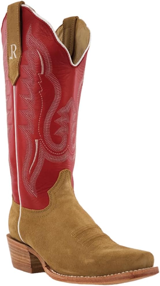 R. Watson Boots Womens Roughout Narrow Square Toe Cowboy Heel Leather Boot
